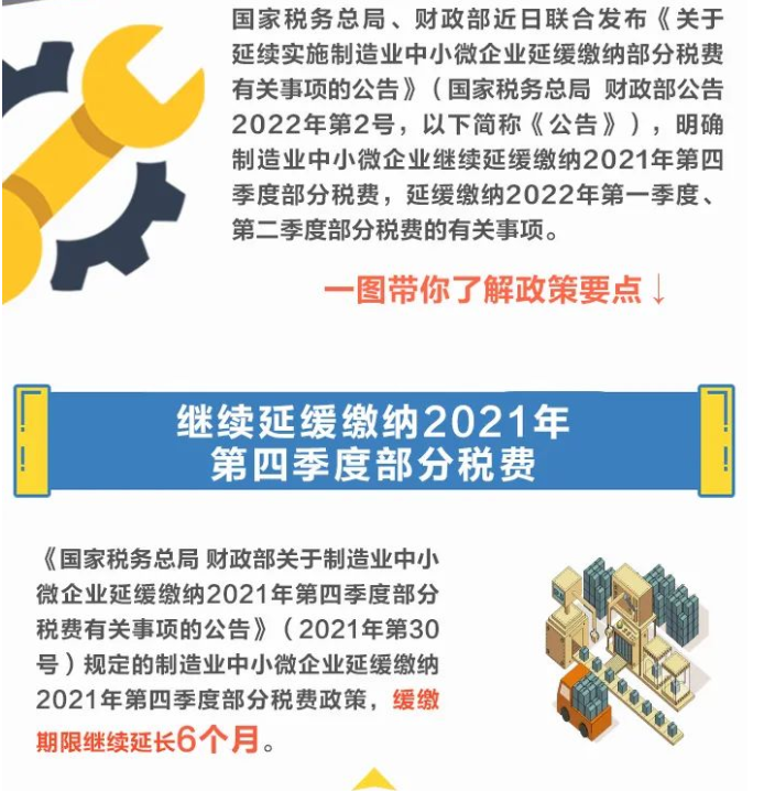 @制造業(yè)中小微企業(yè)：繼續(xù)緩繳稅費！一圖讀懂政策要點